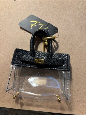 Black Clear Mini Tote Keychain Bag - Designer-Inspired